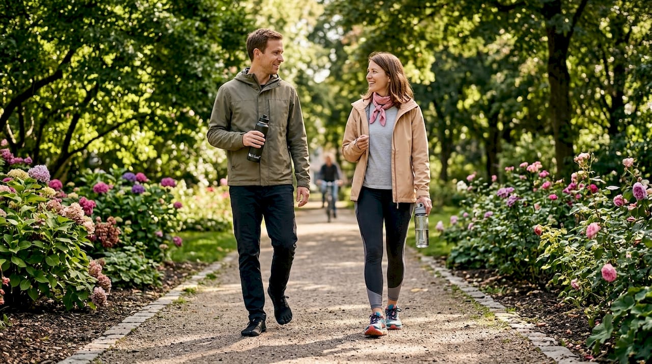 Menschen, die entweder in Barfußschuhen oder in herkömmlichen Sportschuhen unterwegs sind