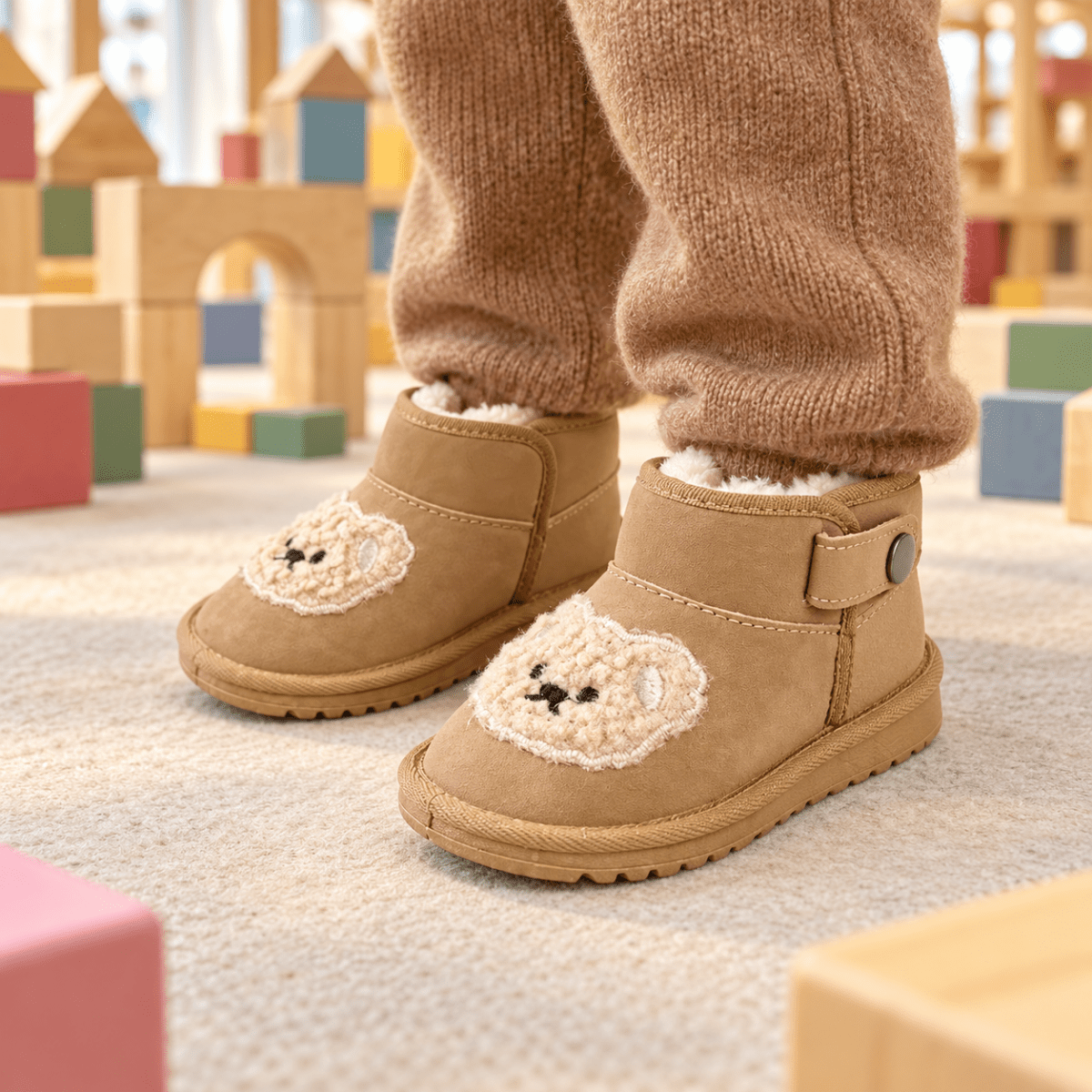 Bobo – Orthopädische Kinder Winterstiefel gefüttert – Kuschelige Teddy-Boots mit Klettverschluss & rutschfester Sohle Kinderschuhe