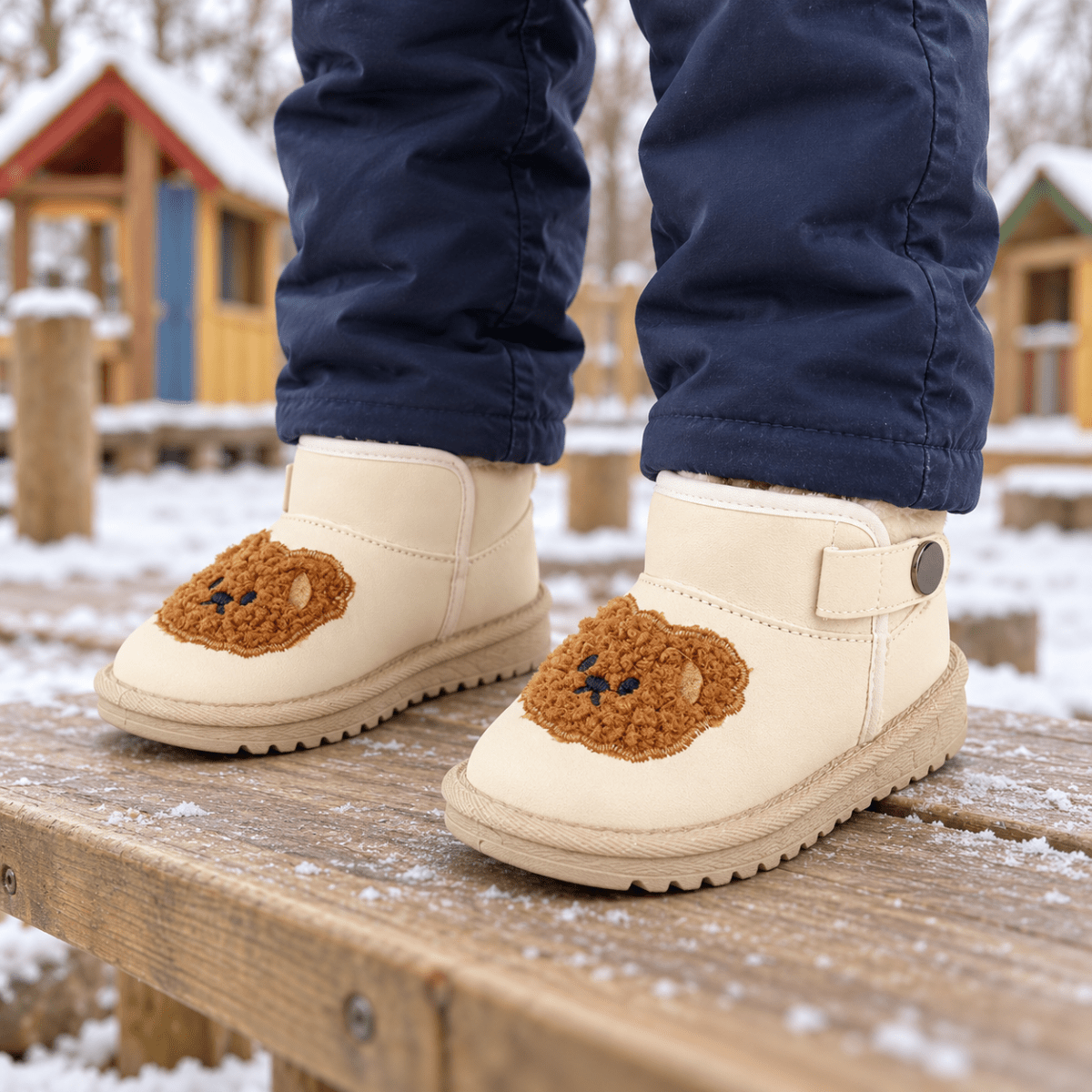 Bobo – Orthopädische Kinder Winterstiefel gefüttert – Kuschelige Teddy-Boots mit Klettverschluss & rutschfester Sohle Kinderschuhe