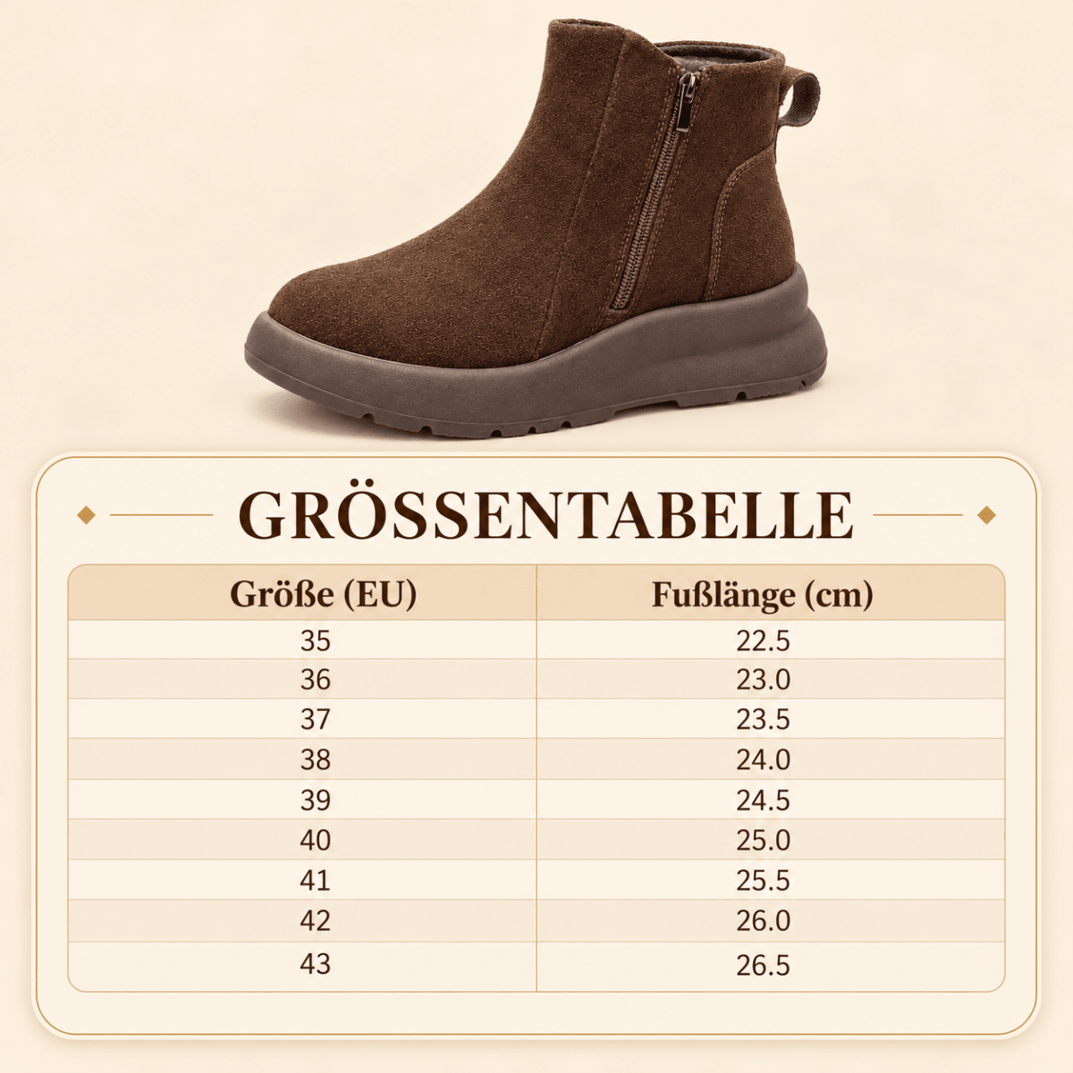 Liora – Orthopädische Winter Stiefeletten Damen aus Wildleder – Gefütterte Winterstiefel mit Reißverschluss Stiefeletten