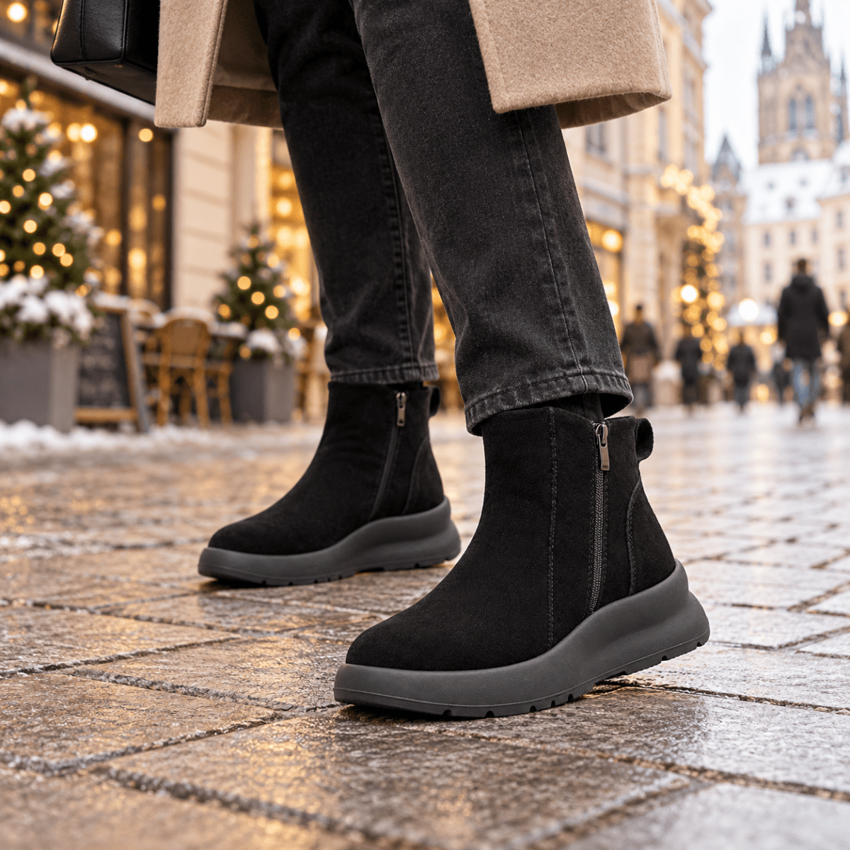 Liora – Orthopädische Winter Stiefeletten Damen aus Wildleder – Gefütterte Winterstiefel mit Reißverschluss Stiefeletten