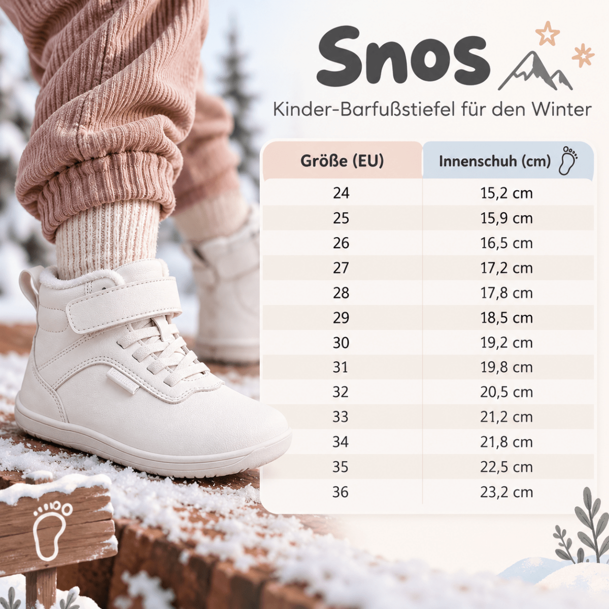 Snos – Kinder-Barfußstiefel für den Winter Barfußschuhe