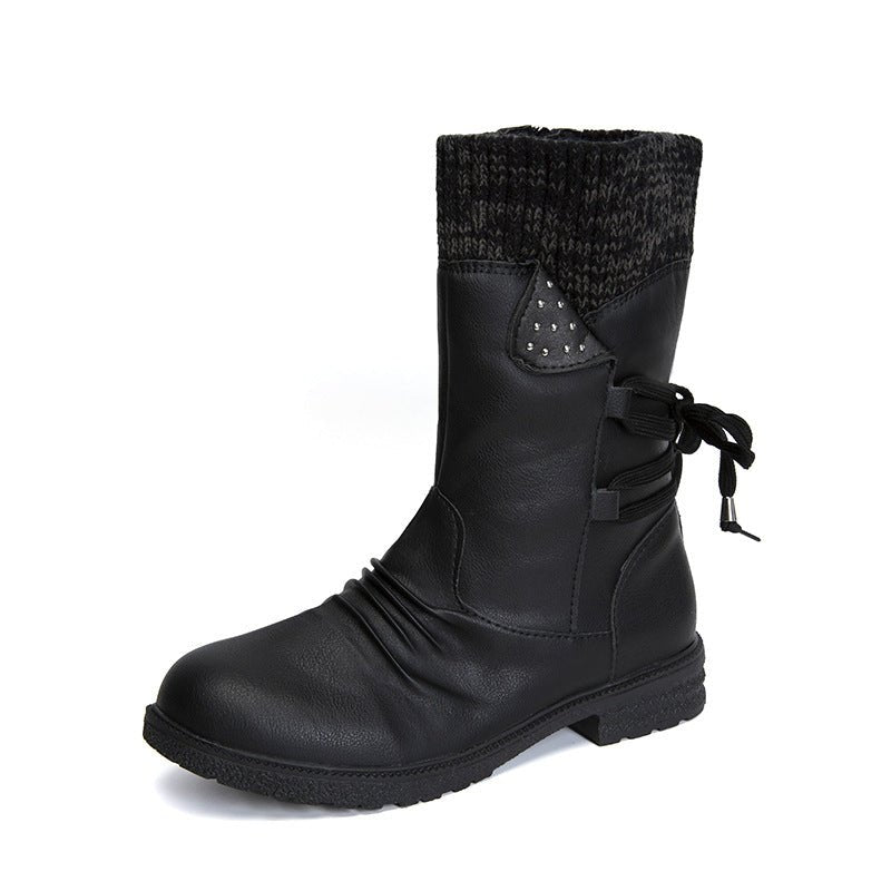 Tilda – Orthopädische Winterstiefel Damen mit Strickschaft – Gefütterte Stiefeletten mit flachem Absatz & Reißverschluss Stiefeletten