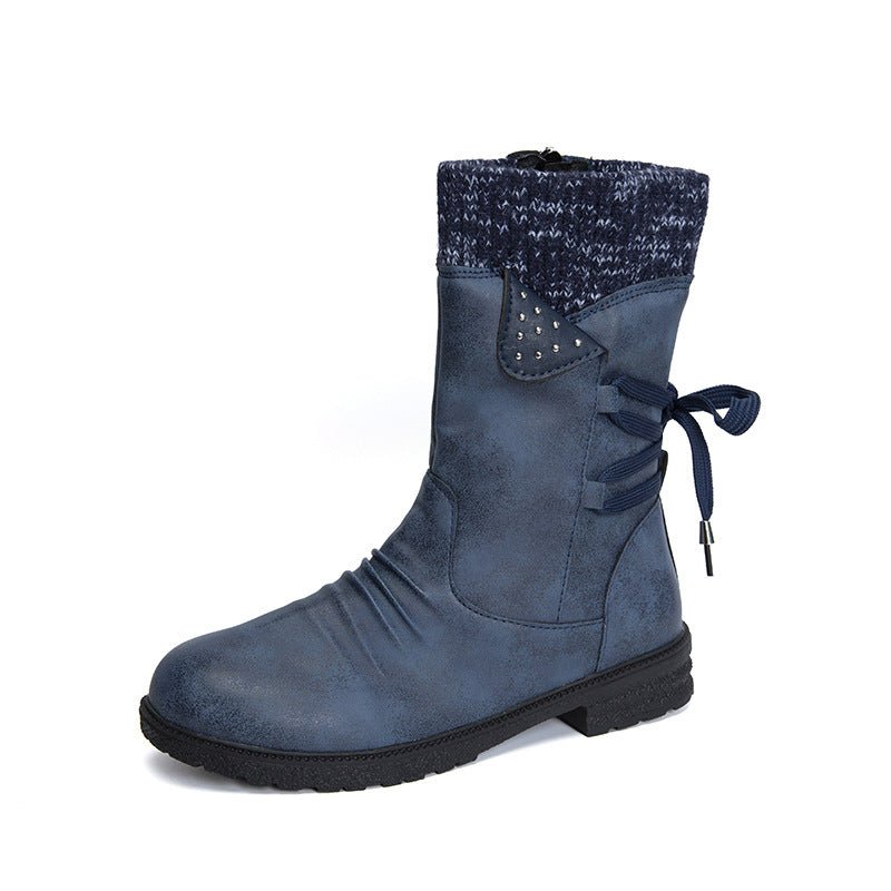 Tilda – Orthopädische Winterstiefel Damen mit Strickschaft – Gefütterte Stiefeletten mit flachem Absatz & Reißverschluss Stiefeletten