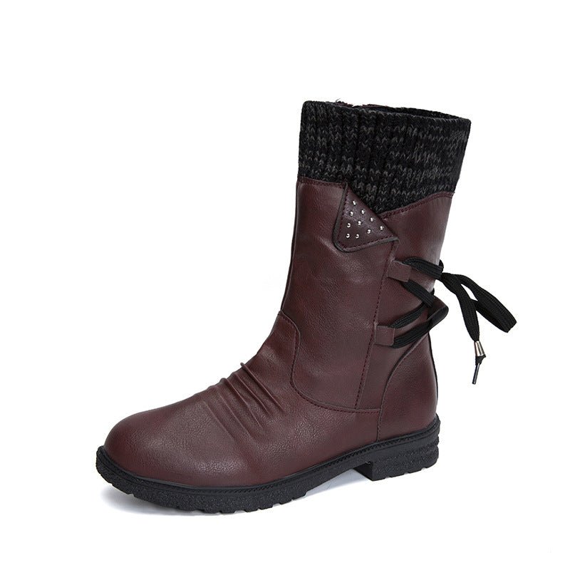 Tilda – Orthopädische Winterstiefel Damen mit Strickschaft – Gefütterte Stiefeletten mit flachem Absatz & Reißverschluss Stiefeletten