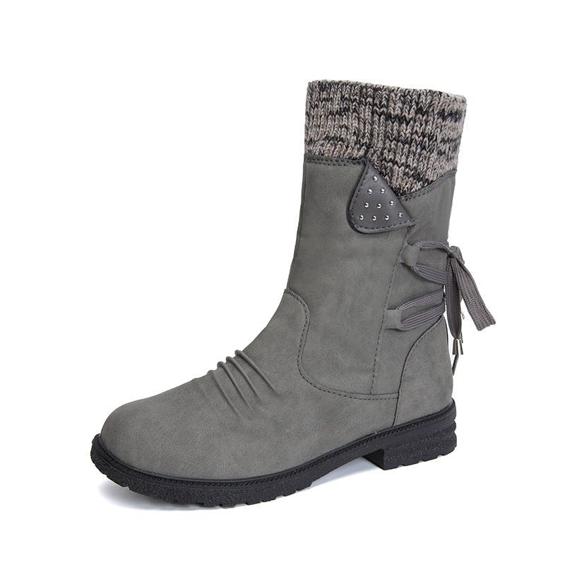 Tilda – Orthopädische Winterstiefel Damen mit Strickschaft – Gefütterte Stiefeletten mit flachem Absatz & Reißverschluss Stiefeletten
