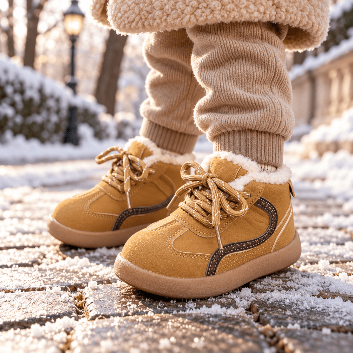 Tilo – Orthopädische Kinder Winterstiefel gefüttert – Wasserdichte Schneestiefel mit Lammfell-Optik & Klettverschluss Kinderschuhe