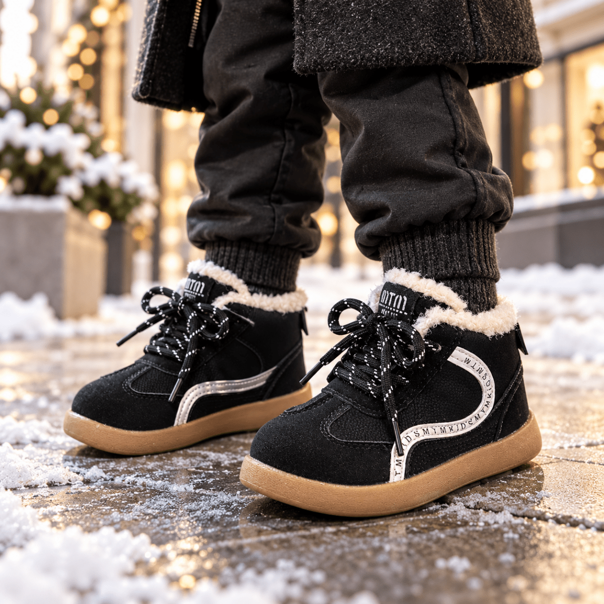 Tilo – Orthopädische Kinder Winterstiefel gefüttert – Wasserdichte Schneestiefel mit Lammfell-Optik & Klettverschluss Kinderschuhe