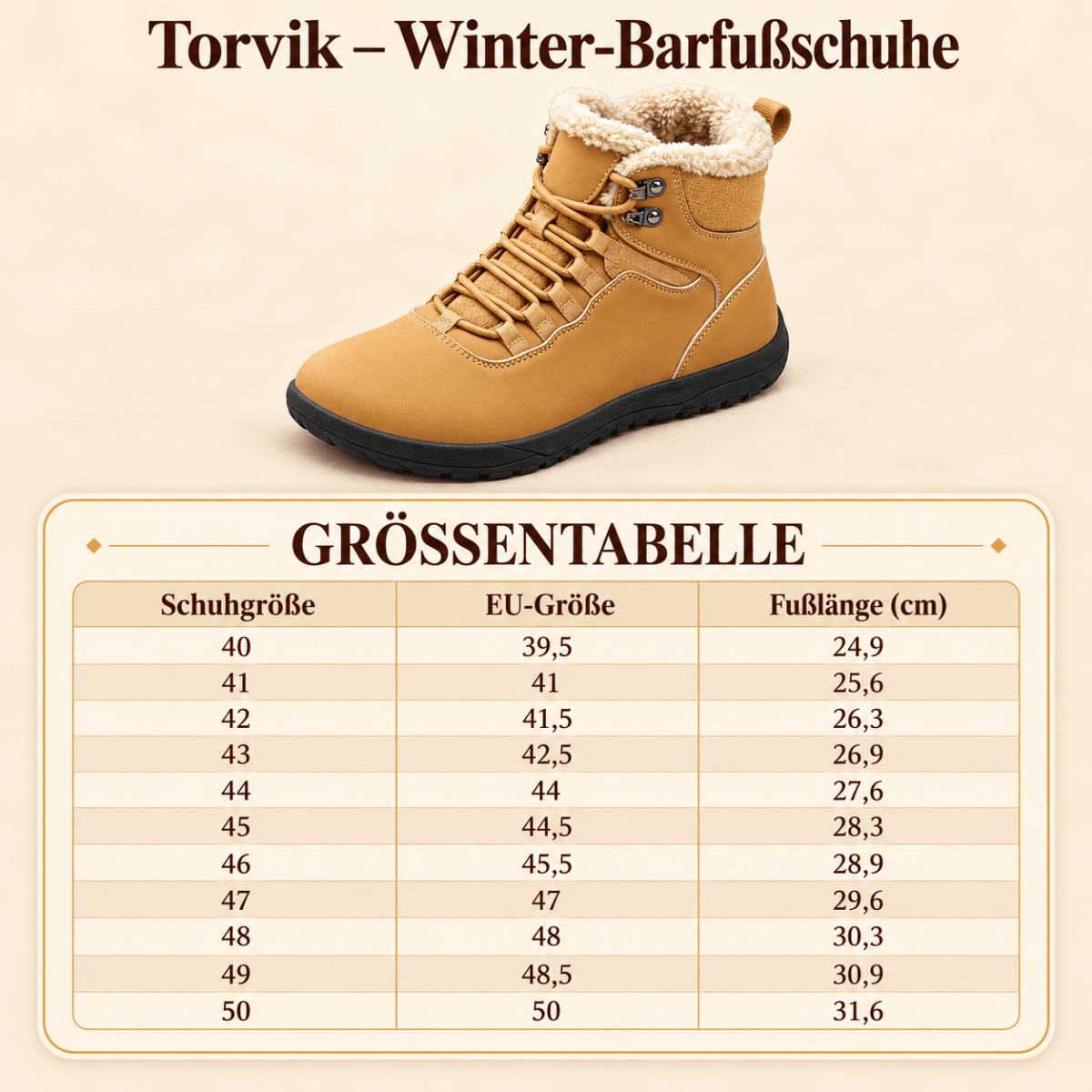 Torvik – Wasserdichte Winter-Barfußschuhe Herren | Gefütterte Barfuß-Winterstiefel mit breiter Zehenbox & rutschfester Sohle Barfußschuhe