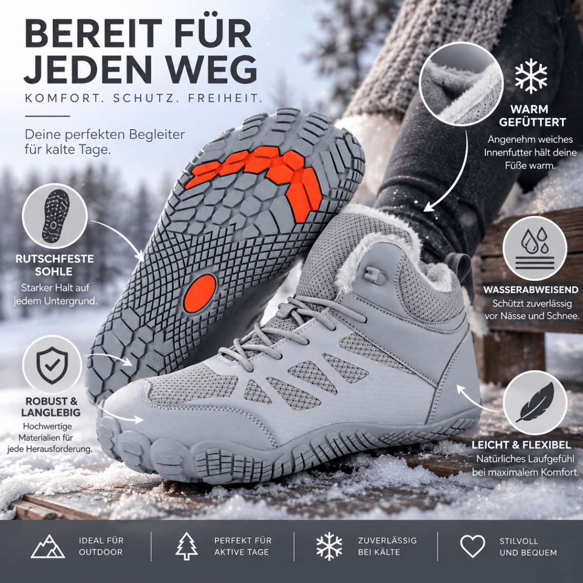 Antir - Wasserdichte & gefütterte Barfußschuhe Barfußschuhe