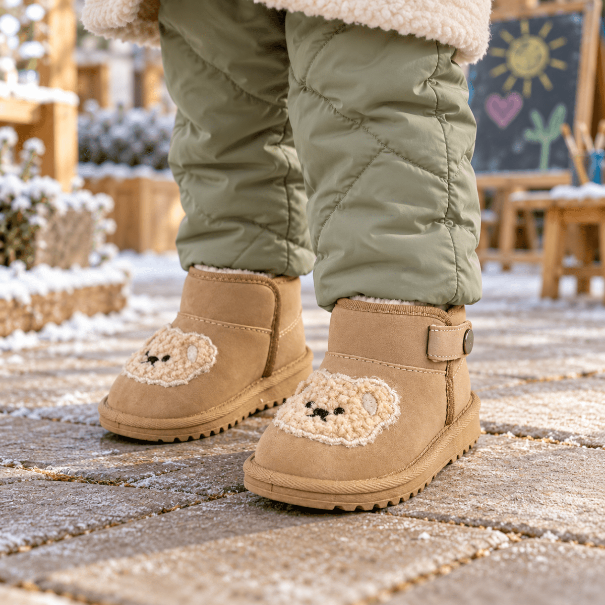 Bobo – Orthopädische Kinder Winterstiefel gefüttert – Kuschelige Teddy-Boots mit Klettverschluss & rutschfester Sohle Kinderschuhe