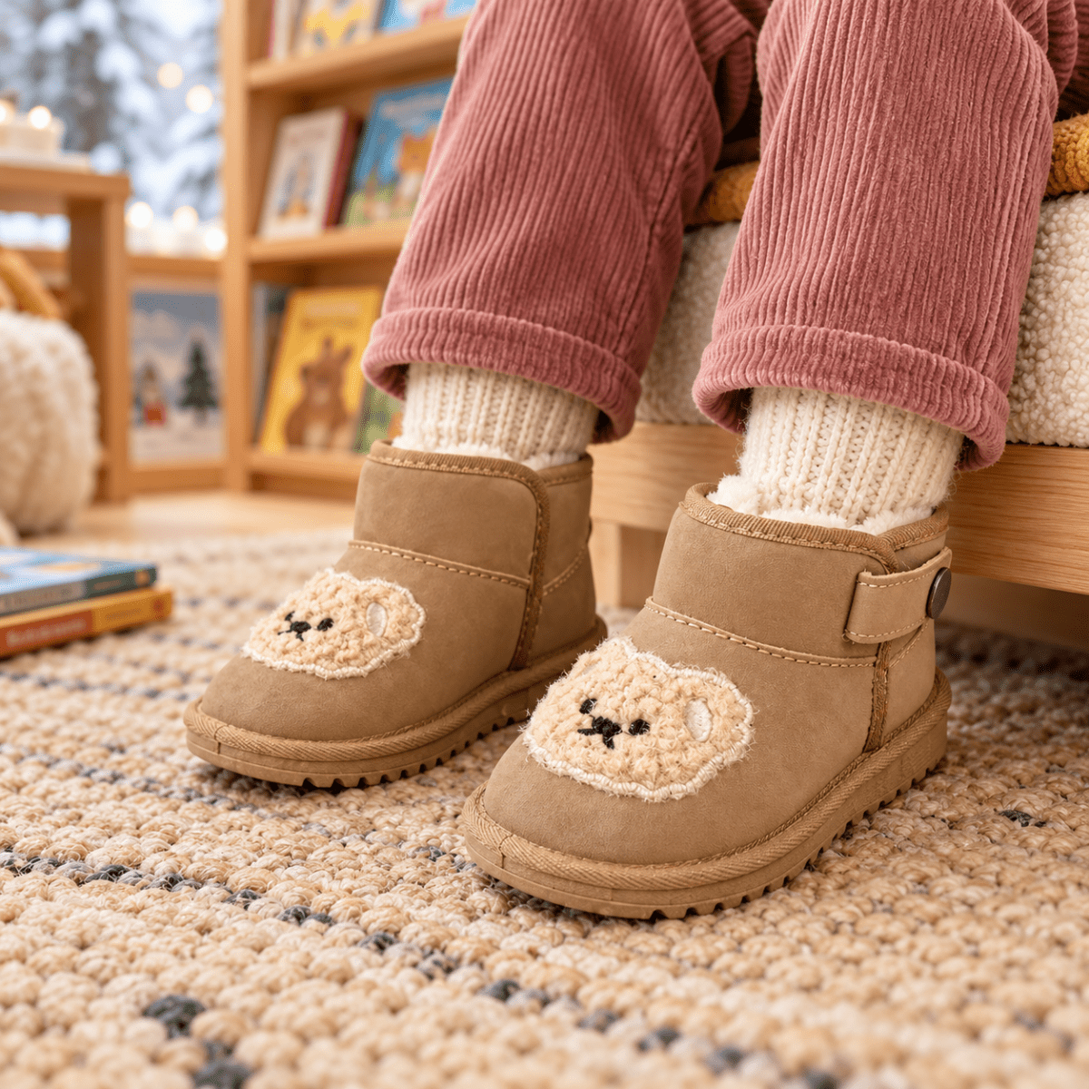 Bobo – Orthopädische Kinder Winterstiefel gefüttert – Kuschelige Teddy-Boots mit Klettverschluss & rutschfester Sohle Kinderschuhe