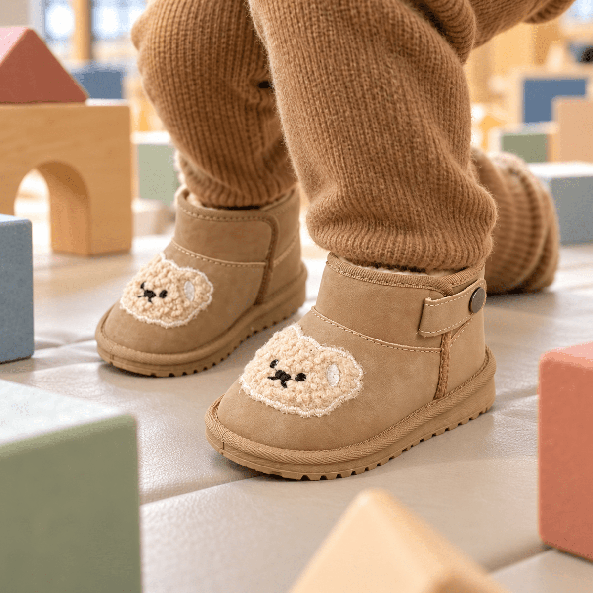 Bobo – Orthopädische Kinder Winterstiefel gefüttert – Kuschelige Teddy-Boots mit Klettverschluss & rutschfester Sohle Kinderschuhe