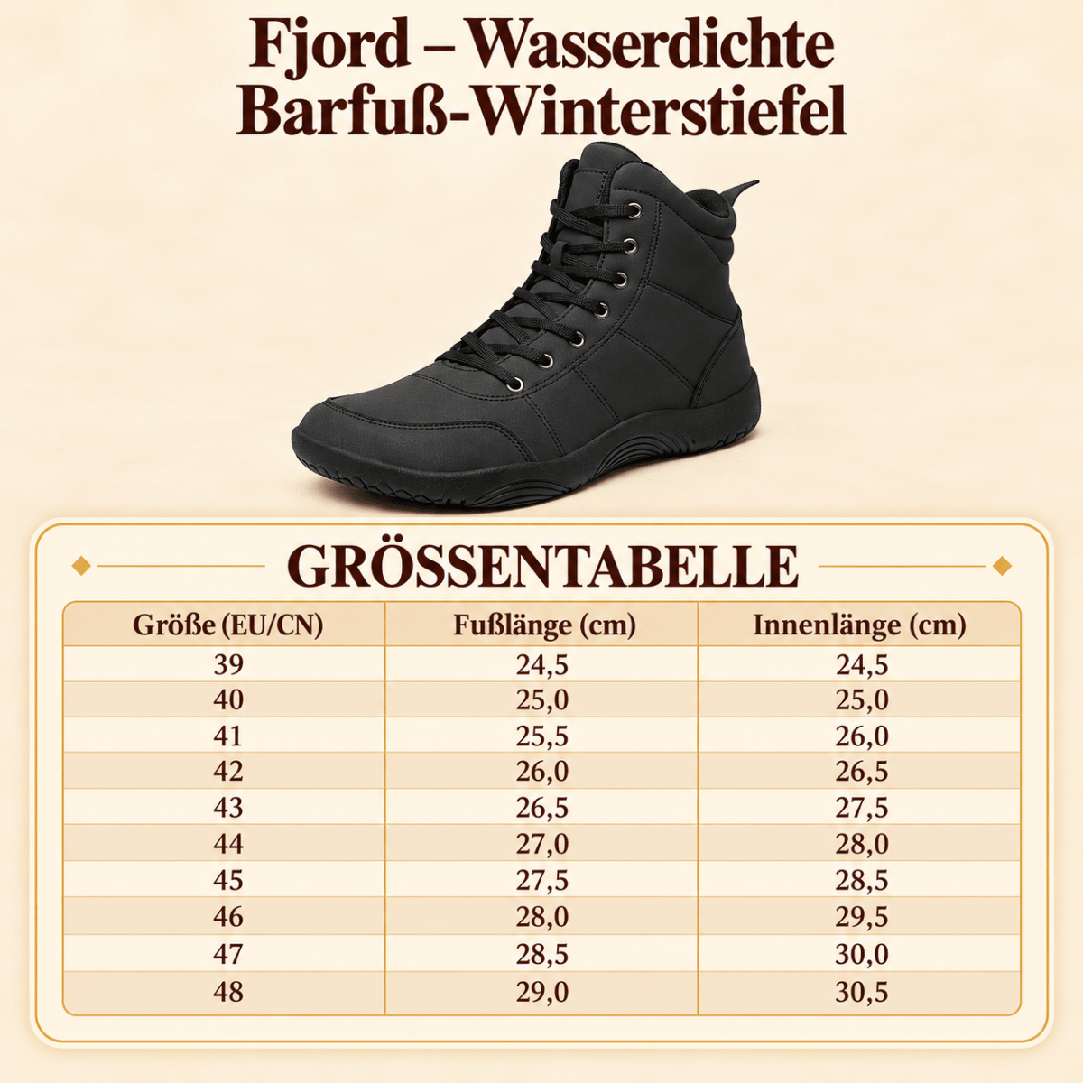 Fjord – Wasserdichte Barfuß-Winterstiefel | Barfußschuhe für Trail & Wandern mit breiter Zehenbox Barfußschuhe