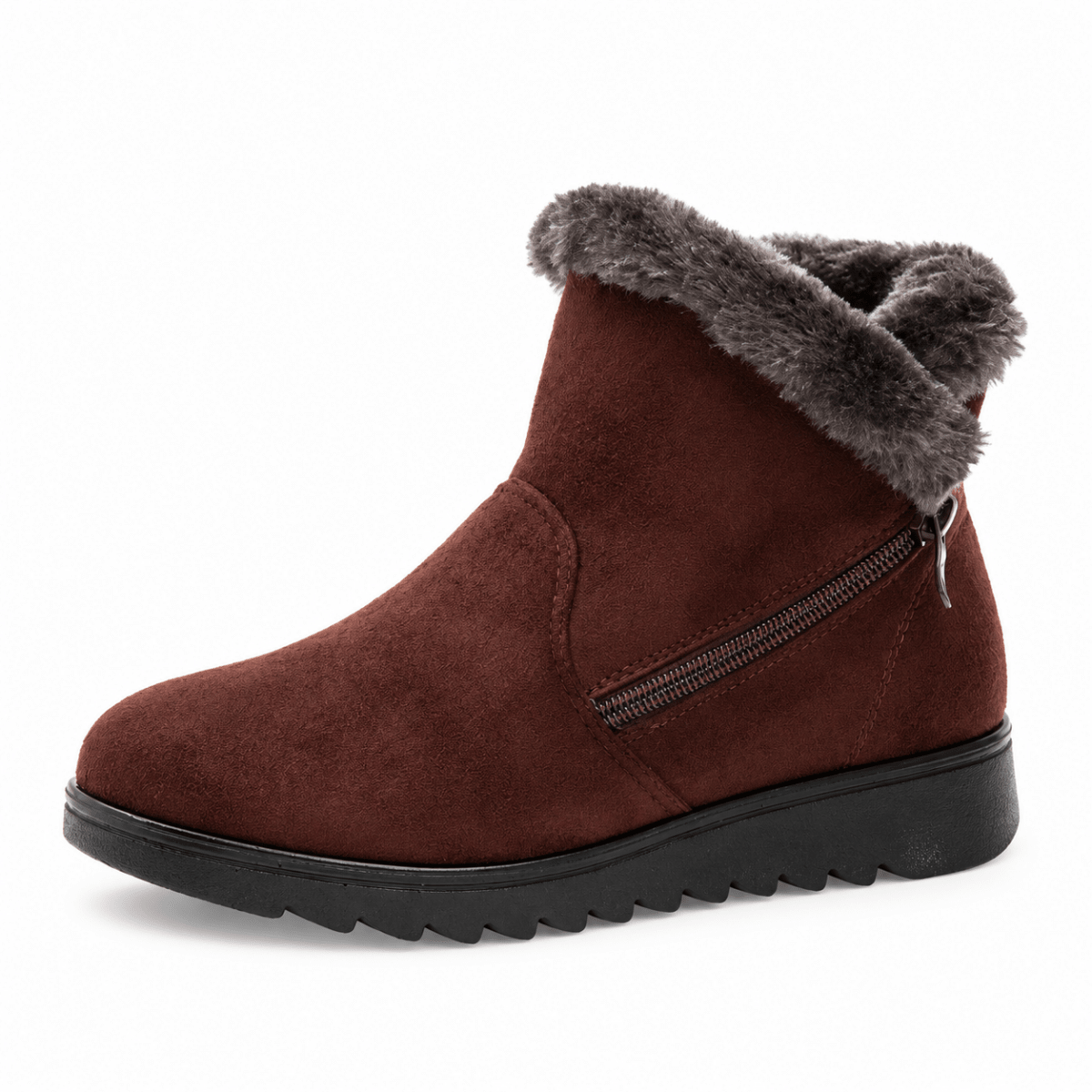 Hedda – Orthopädische Winterstiefel Damen gefüttert – Warme Snow Boots mit Fellkragen, Reißverschluss & rutschfester Sohle Stiefeletten