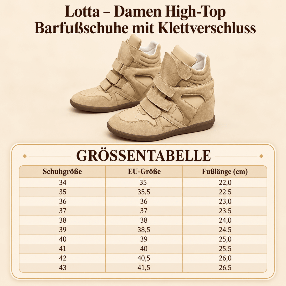 Lotta – Damen High-Top Barfußschuhe mit Klettverschluss Barfußschuhe