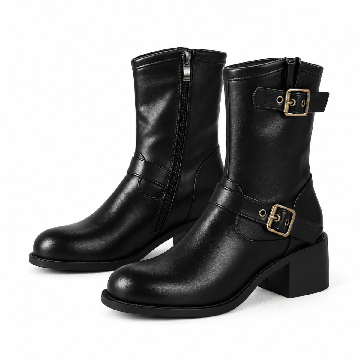 Maren – Orthopädische Winterstiefel Damen gefüttert – Bequeme Stiefeletten mit Blockabsatz & Schnallen Stiefeletten