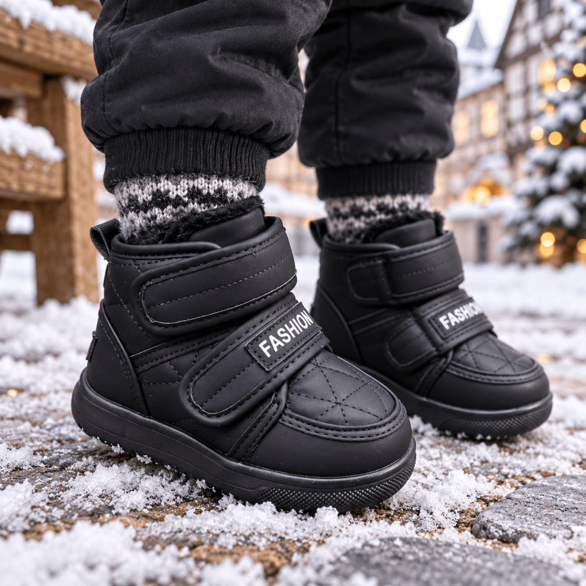 Nuki – Orthopädische Kinder Winterstiefel wasserdicht – Gefütterte Schneestiefel mit Doppel-Klettverschluss & rutschfester Sohle Kinderschuhe
