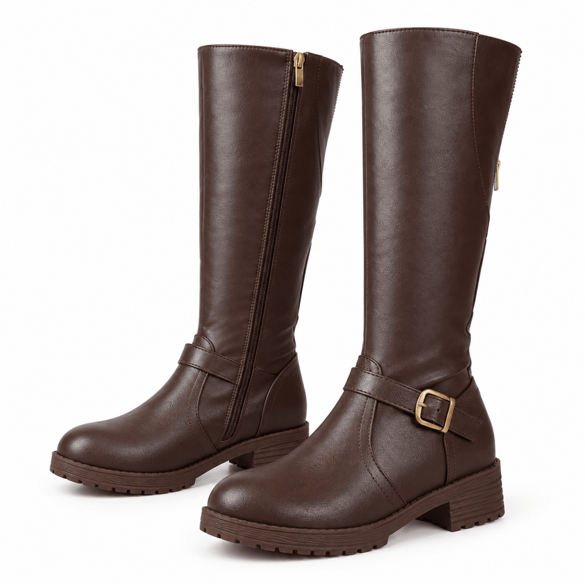 Ravena – Kniehohe Reitstiefel für Damen – Winterstiefel mit Blockabsatz & Reißverschluss