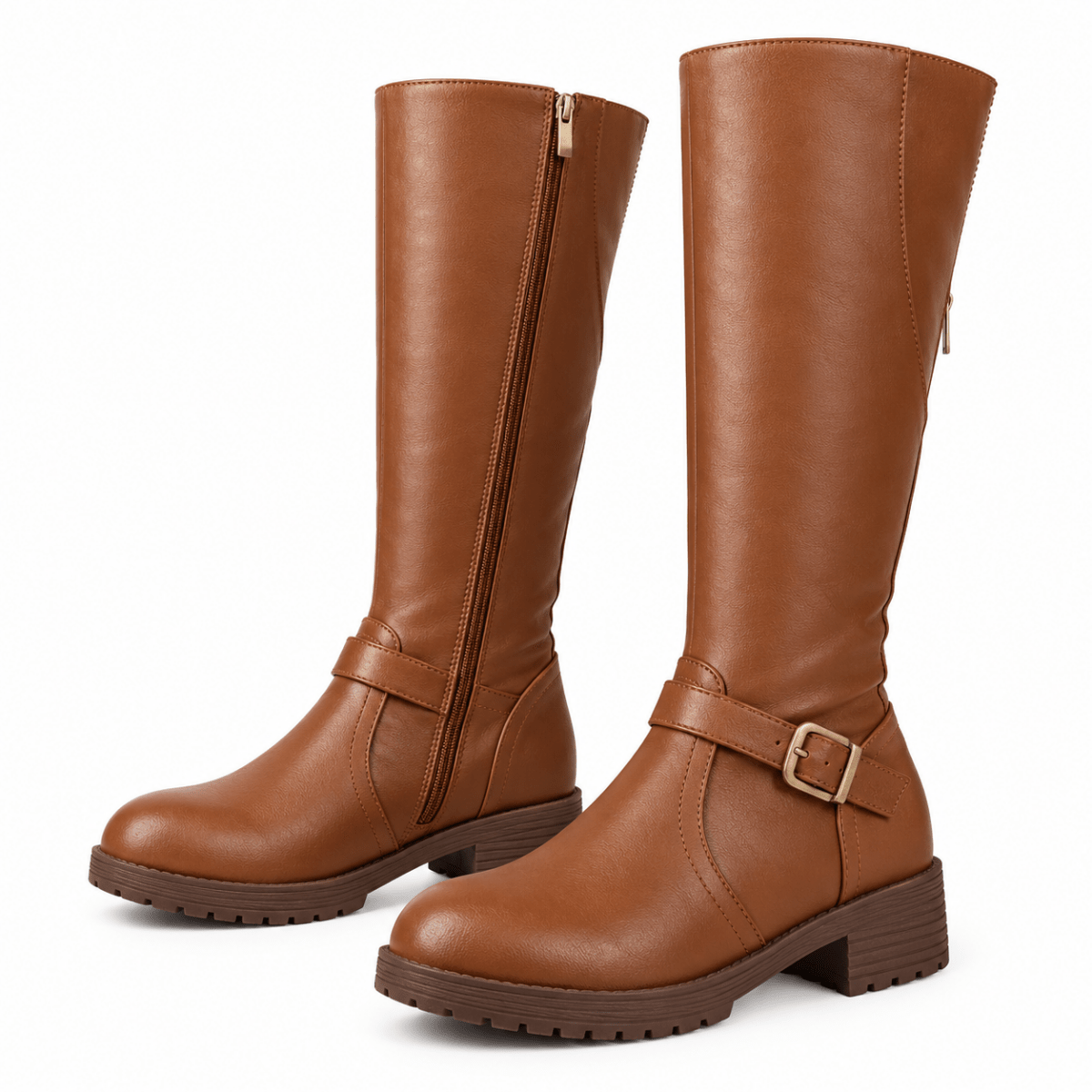 Ravena – Kniehohe Reitstiefel für Damen – Winterstiefel mit Blockabsatz & Reißverschluss