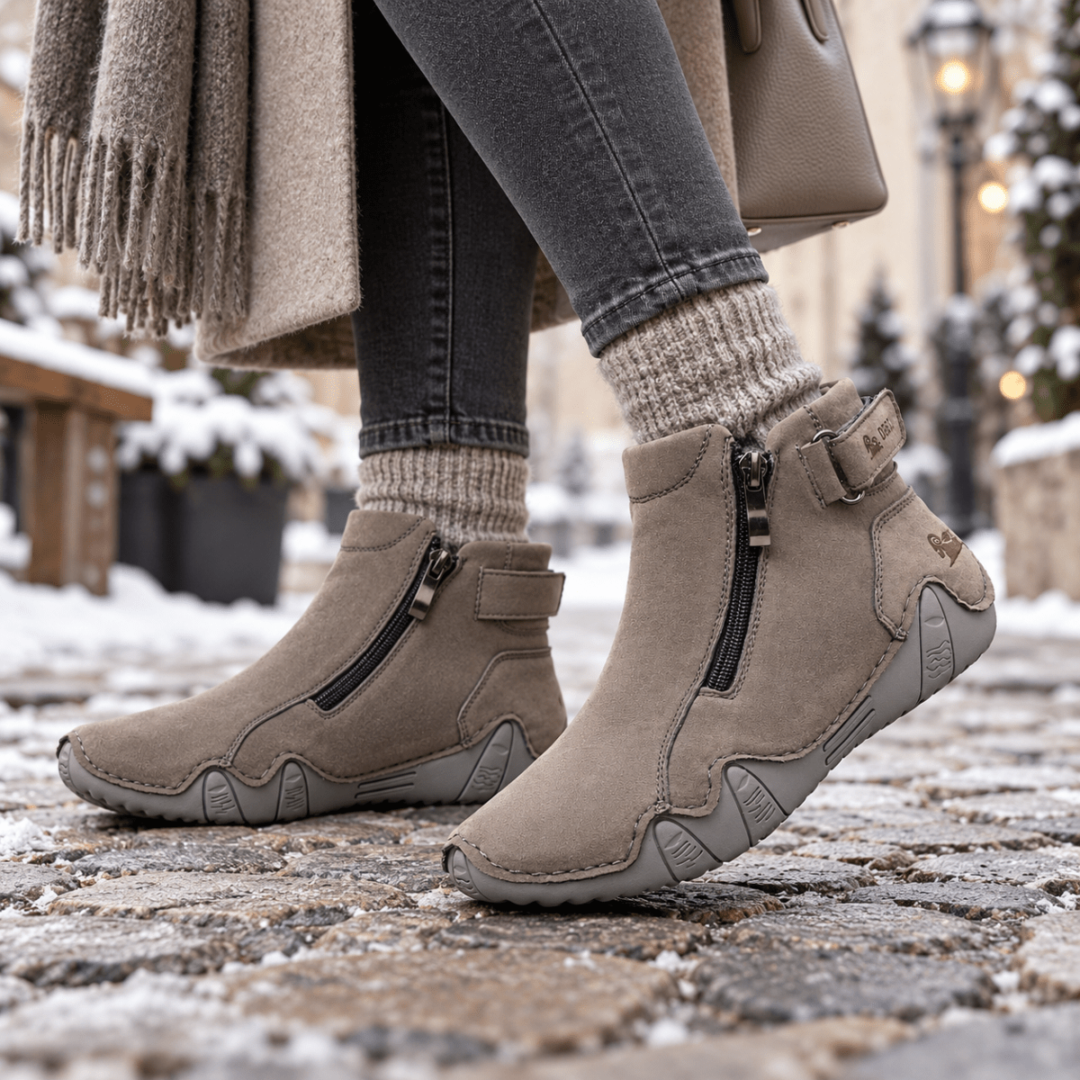 Solvi – Handgenähte Barfußschuhe Damen mit Reißverschluss – Herbst & Winter