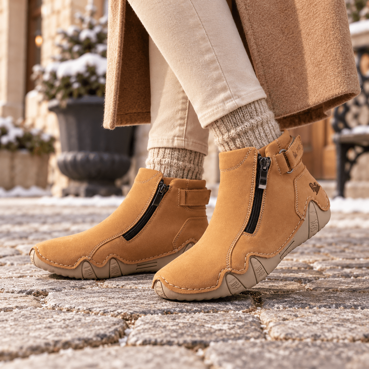 Solvi – Handgenähte Barfußschuhe Damen mit Reißverschluss – Herbst & Winter
