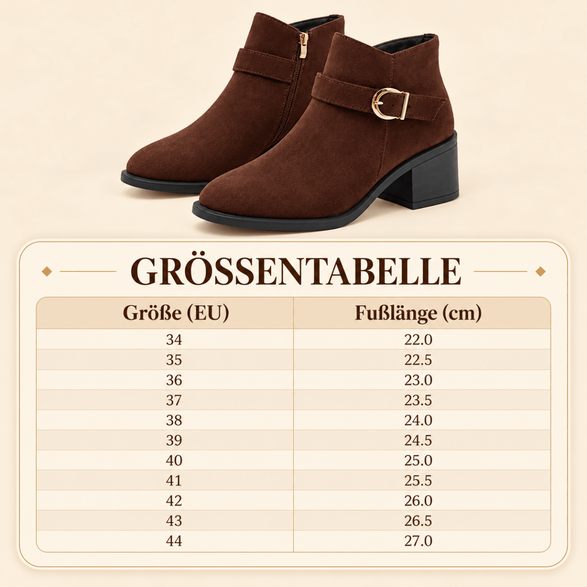 Svea – Orthopädische Winter Stiefeletten Damen gefüttert – Bequeme Wildleder-Optik Boots mit Blockabsatz & Schnalle, Gr. 35–43 Stiefeletten