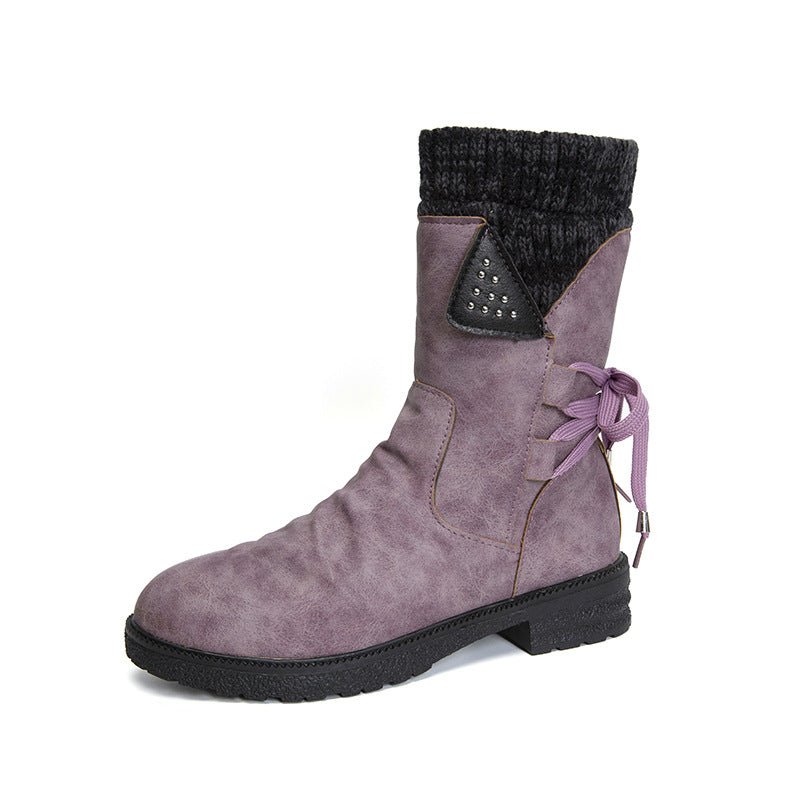 Tilda – Orthopädische Winterstiefel Damen mit Strickschaft – Gefütterte Stiefeletten mit flachem Absatz & Reißverschluss Stiefeletten