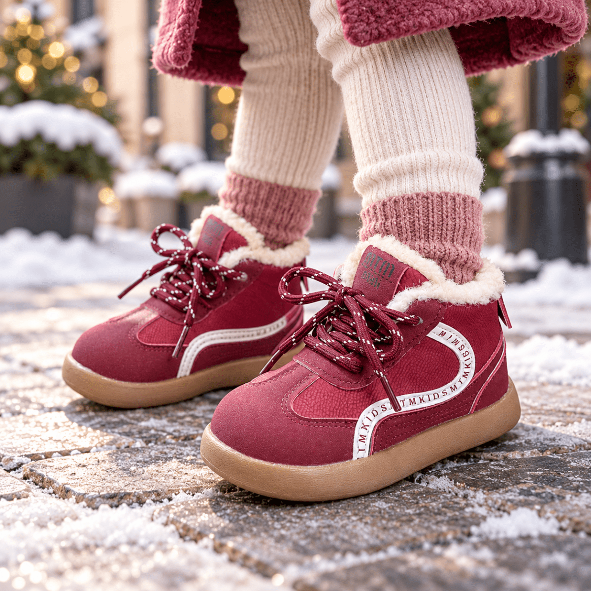 Tilo – Orthopädische Kinder Winterstiefel gefüttert – Wasserdichte Schneestiefel mit Lammfell-Optik & Klettverschluss Kinderschuhe