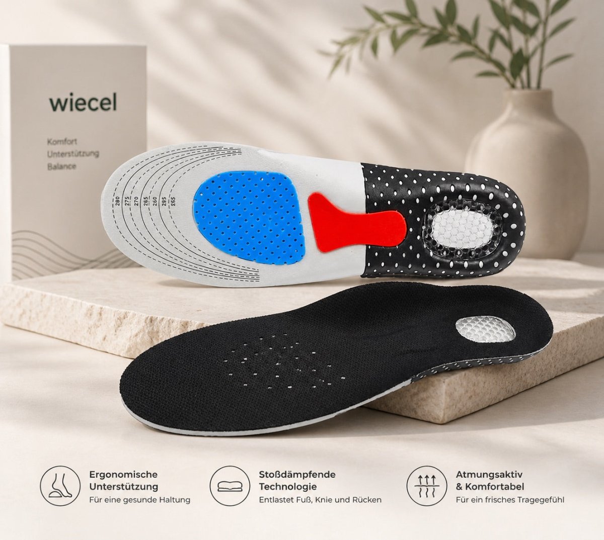 Wiecel® Einlegesohle Atmungsaktiv – Perfekt für Barfußschuhe Damen & Herren Schuhe