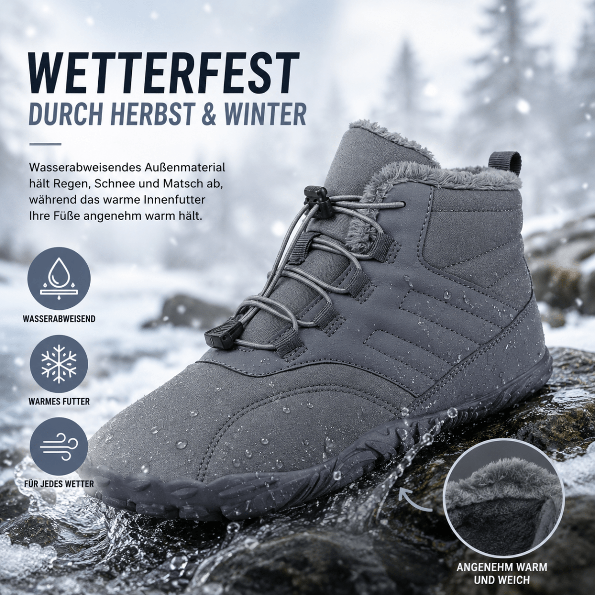 Wiecel™ PolarFlex - Wasserdichte Winter Barfußschuhe | Warm & Bequem Barfußschuhe